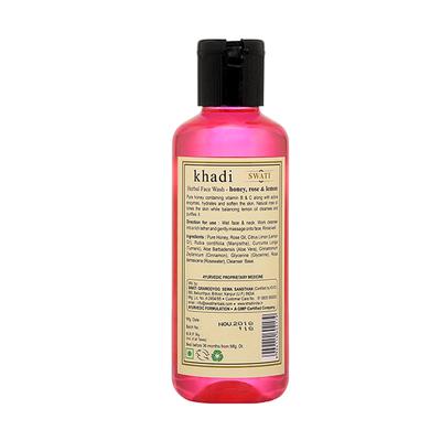 Khadi Swati Herbal Facewash - Honey, Rose & Lemon 210 ml - Face Wash & Cleansers