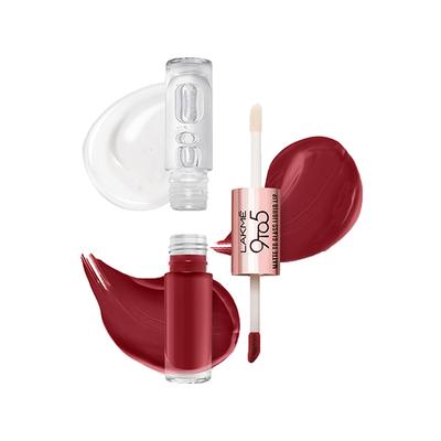 Lakme 9 to 5 Matte to Glass Liquid Lip - Vintage Red 7.6 ml - Liquid Lipsticks