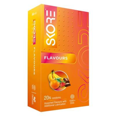 Skore 1500+ Raised Dots Condoms - Assorted Flavour 20's - Plain/Flavoured Condoms