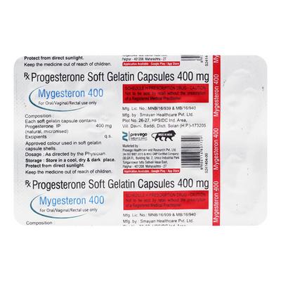 MYGESTERON 400 Capsule 10's - Hormonal Therapy-Oes
