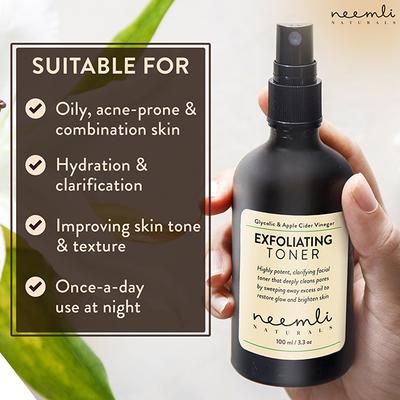 Neemli Naturals Glycolic & Apple Cider vinegar Exfoliating Toner 100 ml - Face Gels