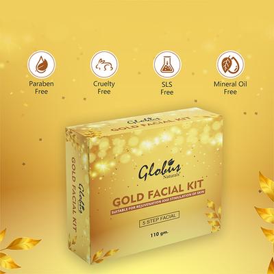 Globus Naturals Gold Facial Kit For Illuminating Skin 110 gm - Facial Kits