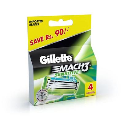 Gillette Mach3 Sensitive Blades - Cartridges (4 Cartridges) 1's - Razors & Cartridges
