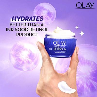 Olay Retinol Kit for Overnight Repair - Retinol Cream with Free Cleanser, 24h Hydration 1's - Night Cream