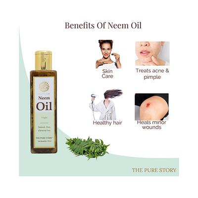The Pure Story Neem Oil 100 Percent Pure Natural Pet Hair Oils 200 ml - Hair Oils