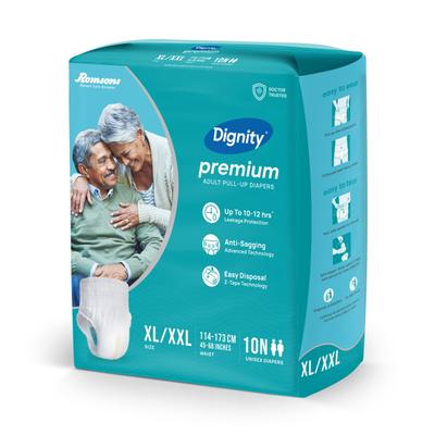 Dignity Premium Pull Up Adult Diapers (XL - XXL) (45 - 68 Inch) 10's - Adult Diapers & Pads