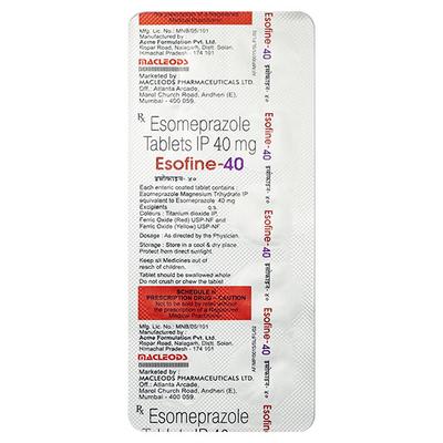 Esofine 40mg Tablet 10'S - Ulcer/Reflux/Flatulence-Aaa