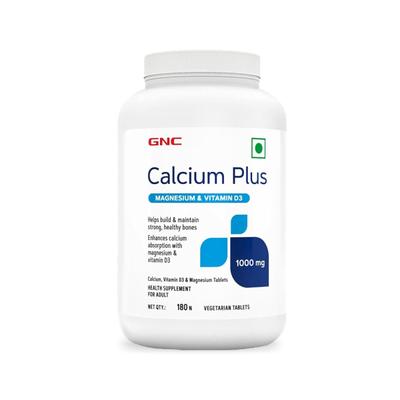 GNC Calcium Plus 1000 with Magnesium Vitamin D3 Vegetarian Tablets 180's - Calcium And Minerals
