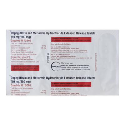 DAPABITE M 10/500 Tablet 10's - Diabetes-Ant