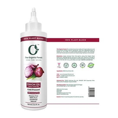 Organic Forest 100% VEGAN, Pure and Chemical-Free Onion Oil for Hair Regrowth and Hair Fall Control 100 ml - Hair Oils