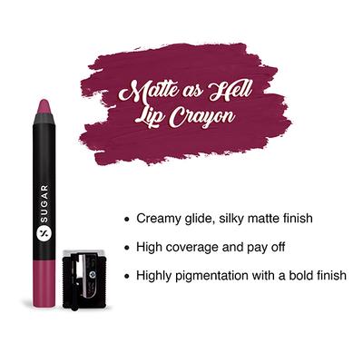 Sugar Cosmetics Matte As Hell Crayon Lipstick 32 Miss Rosa 2.5 gm - Lip Crayons