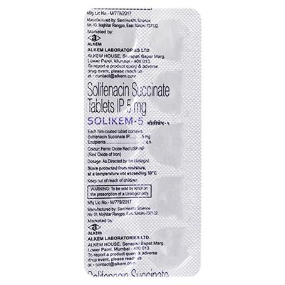 Solikem 5mg Tablet 10'S - Bladder And Prostate Disorders-Dru
