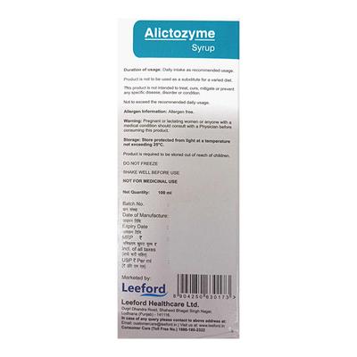 ALICTOZYME GLUTEN FREE SAUNF FLAVOUR Syrup 100ml - Digestion-Dig