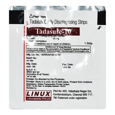 Tadasure 10mg Strips 1'S - Impotence/Erectile Dysfunction (Ed)