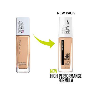 Maybelline New York Super Stay 24H Full coverage Liquid Foundation,Natural Beige 220 30 gm - Foundation