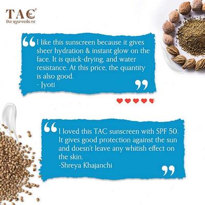 TAC The Ayurveda Co. Eladi, Triphala & Hemp Seed SPF 50 UVA+UVB PA++++ Sun Screen 80 gm (N) - Personal Care (Ayush)