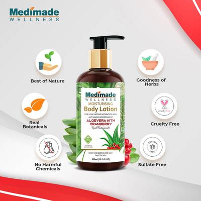 Medimade Aloevera With Cranberry Moisturizing Body Lotion (Pack of 2) 1's - Lotions & Creams