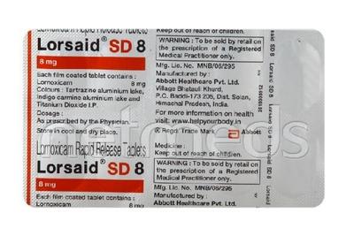 Lorsaid SD 8mg Tablet 10'S - Pain relief-Nsa