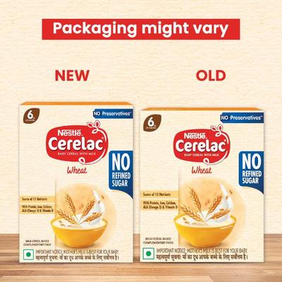 Nestle Cerelac Baby Food Cereal No Refined Sugar No Preservatives - Wheat (For 6 to 24 Months Baby) 300 g - Baby And Infant Supplements