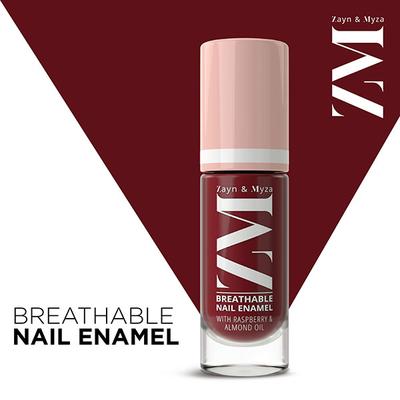 Zayn & Myza Breathable Nail Enamel With Raspberry & Almond Oil, Red Velvet 6 ml - Nail Polish