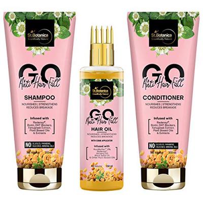 Stbotanica Go Anti Hair Fall Shampoo + Conditioner + Hair Oil With Comb Applicator 550 ml - Shampoos