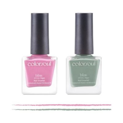 Colorsoul Bliss Vegan Nail Enamel, Pink Pie, Smog, B02, B17 (Pack of 2 x 8 ml) 1's - Nail Polish