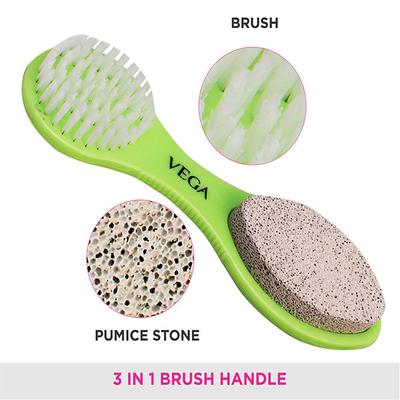 Vega 3 in 1 Pedicure Brush Kit Tool for Cleanse, Scrub & File Dead Skin (PD-20) - Manicure & Pedicure Kits