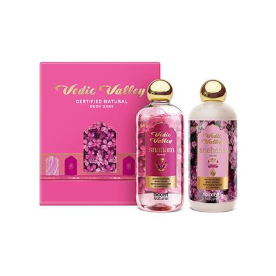 Vedic Valley Certified Natural Body Care Gift Box Pushp Body Wash and Body Lotion 600 gm - Creams/Oils/Lotions