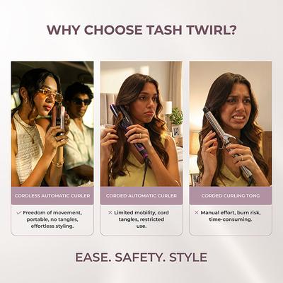 Tash Hair Twirl Automatic Cordless Hair Curler - Blush 560 gm - Rollers & Curlers