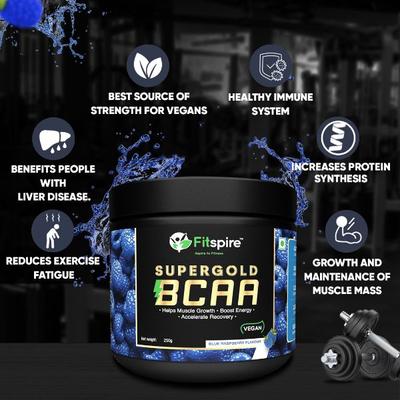 Fitspire Super BCAA Powerful Intra Workout m 25 Servings Blueberry 250 gm - Workout Essentials