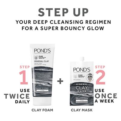 Pond's Pure White Anti Pollution Activated Charcoal Mineral Clay Mask 8 gm - Masks & Peels