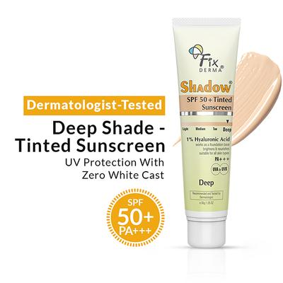 Fixderma Shadow Tinted Sunscreen Deep SPF 50 PA+++ - UVA & UVB Protection, All Skin Types 30 gm - Face Sunscreen