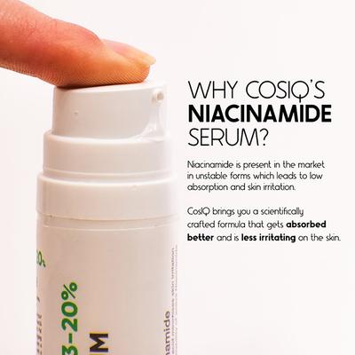 Cos IQ Niacinamide Vitamin B3 20 percent High Dose Face Serum With 4 percent Multi Peptide Complex and 2 percent HA 30 ml - Face Serum
