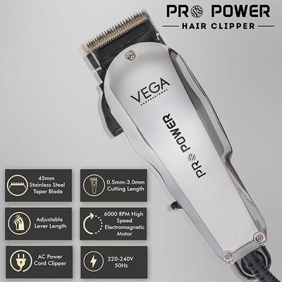 VEGA Professional Pro Power Hair Clipper for Salon and Home Use with Attachment Guide Combs VPMHC-02 1's - Hair Dryers