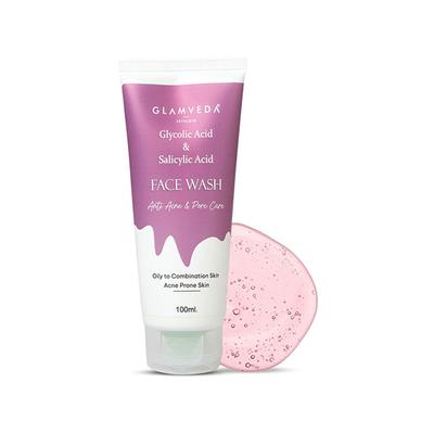 Glamveda Glycolic Acid & Salicylic Acid Anti Acne Face WashFor Anti Acne & Pore Care 100 ml - Face Wash & Cleansers