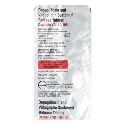 DAPABITE VD 10/100 Tablet 10's - Diabetes-Ant