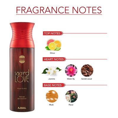 Ajmal Blu Raindrops Sacred Love Deodorant Spray (Pack of 3) 200 ml - Perfumes (Edt/Edp)