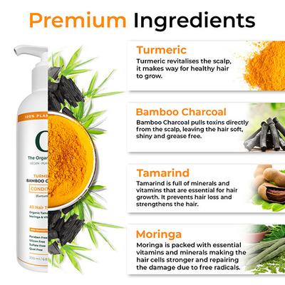 Organic Forest Turmeric (curcumin 95%) & Bamboo Charcoal Detox Conditioner for Damaged Hair 200 ml - Conditioners