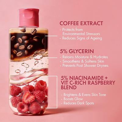 mCaffeine Brightening Body Wash 5% Niacinamide & Raspberry Boost Glow, 5% Glycerine 300 ml - Shower Gels & Body Wash