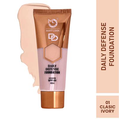 Matt Look Dd Foundation Moisturizing Lasting Even Skin Tone Buildable Coverage Lightweight Waterproof Formula Minimizes Pores, Blemishes & Dark Circles - 01 40 ml - Foundation