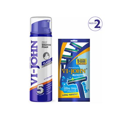 VI JOHN Classic Reg roke Razor Pack of 2 - Shaving Foams