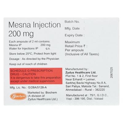 Mesna 200mg Injection 3X2ml - Cancer Oncology-Cyt