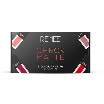 RENEE Check Matte Liquid Lip Color - (Combo Of 4) 10 ml - Liquid Lipsticks