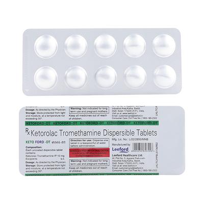 Ketoford DT 10mg Tablet 10'S - Pain relief-Nsa
