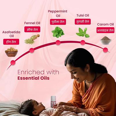Baby Organo Ayurvedic Hing Fennel Oil Effective Relief from Colin & Indigestion Hing Roll On 40 ml - Pain Relief Oil