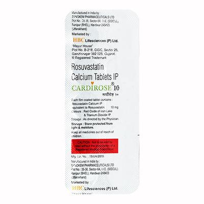 Cardirose 10mg Tablet 10'S - High Cholesterol-Dys