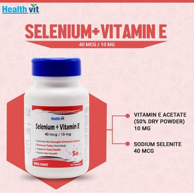 Healthvit Selenium 40 mcg + Vitamin E 10 mg Capsule 60's - Multi-Vitamins