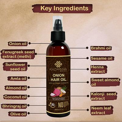 Kazarmaa Onion Hair Oil for Hair Growth & Hair Fall Control with Natural Neem Comb 250 ml - Hair Oils
