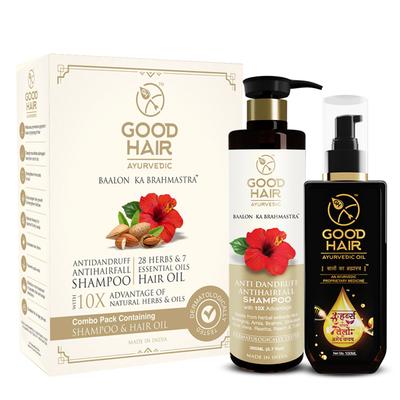 Good Hair Ayurvedic Anti Dandruff AntiHairfall Shampoo 200 ml + Hair Oil 100 ml - Shampoos