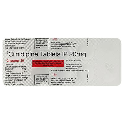 CILAPRESS 20 Tablet 10's - Hypertension-Cal